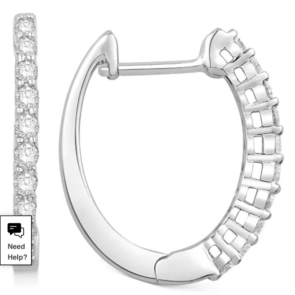 1/5 carat diamond hoops in white gold.